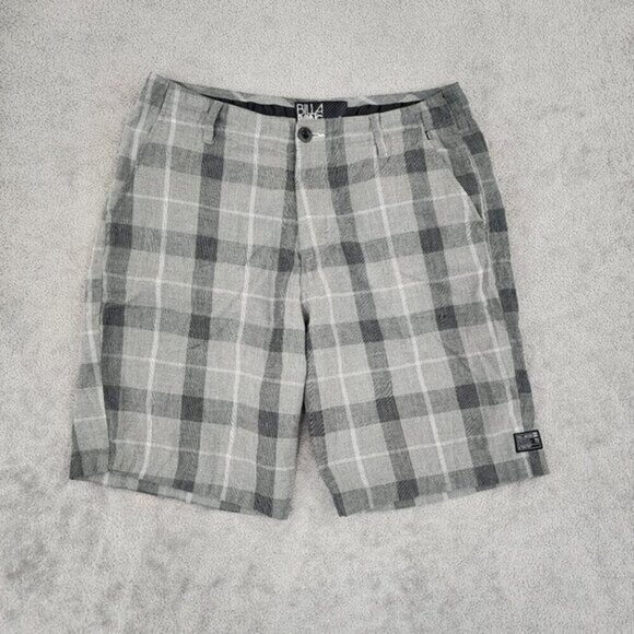 Billabong Mens Gray Plaid Shorts‎ Size 34x10 - Picture 1 of 8